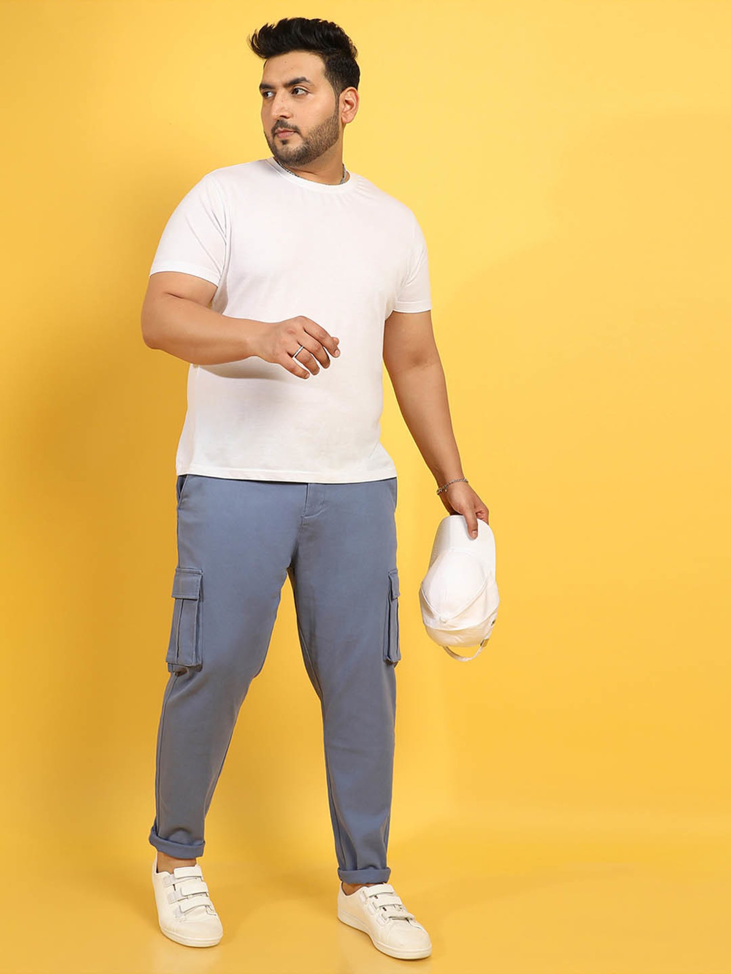 Instafab Plus Blue Regular fit Plus Size Cargos