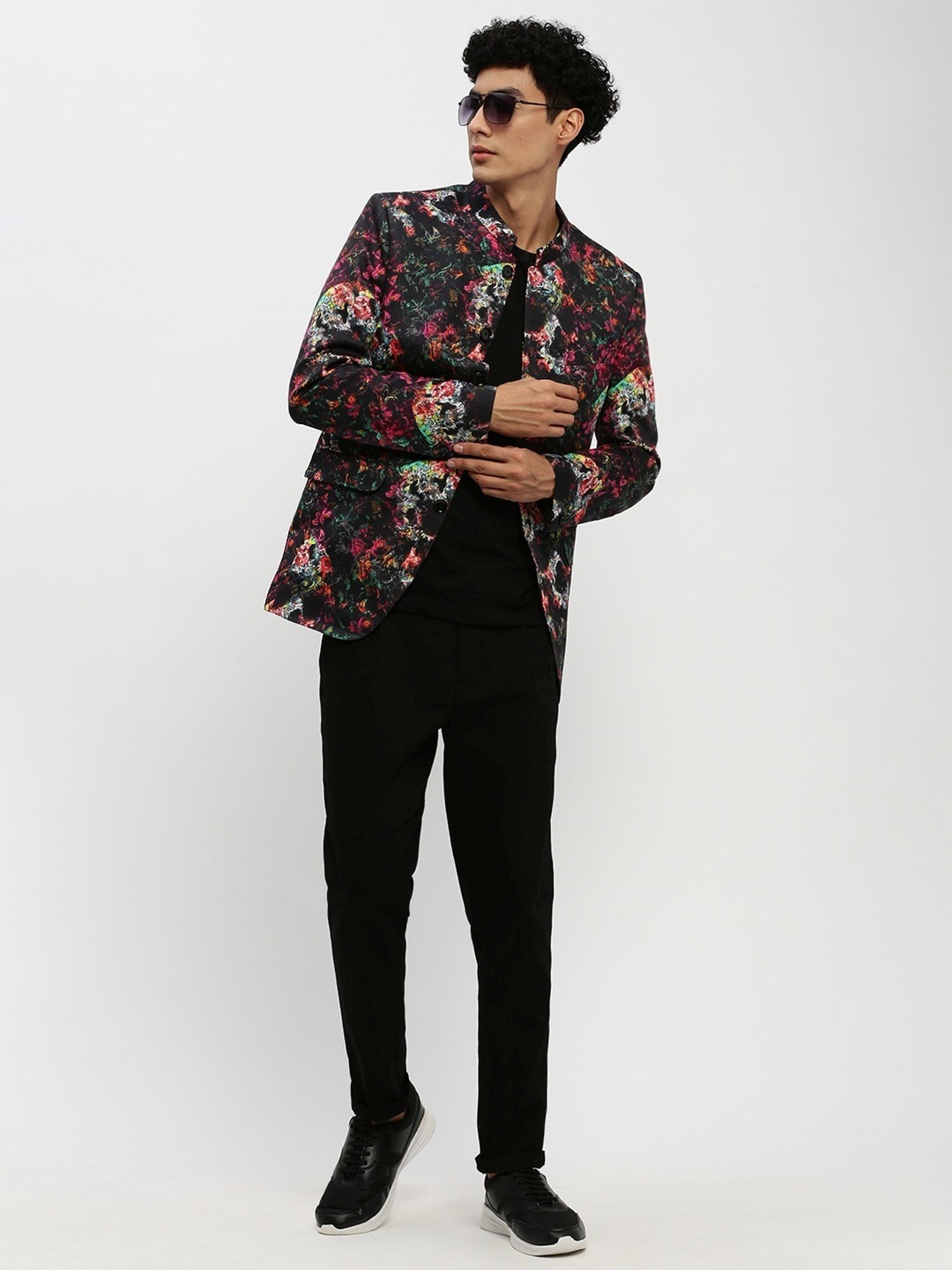 SHOWOFF Multicoloured Slim Fit Printed Blazer