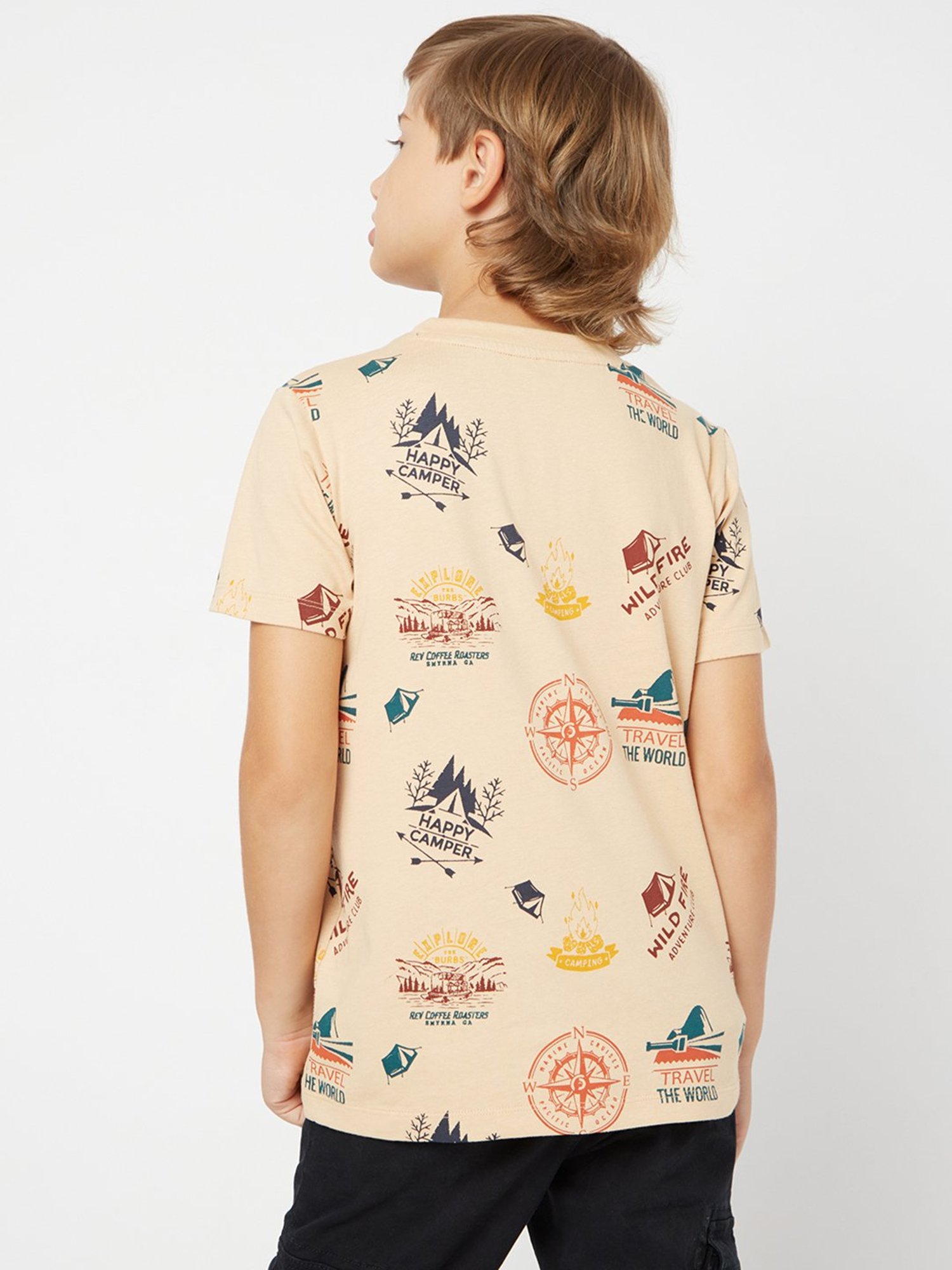 GAS Kids Beige Printed T-Shirt