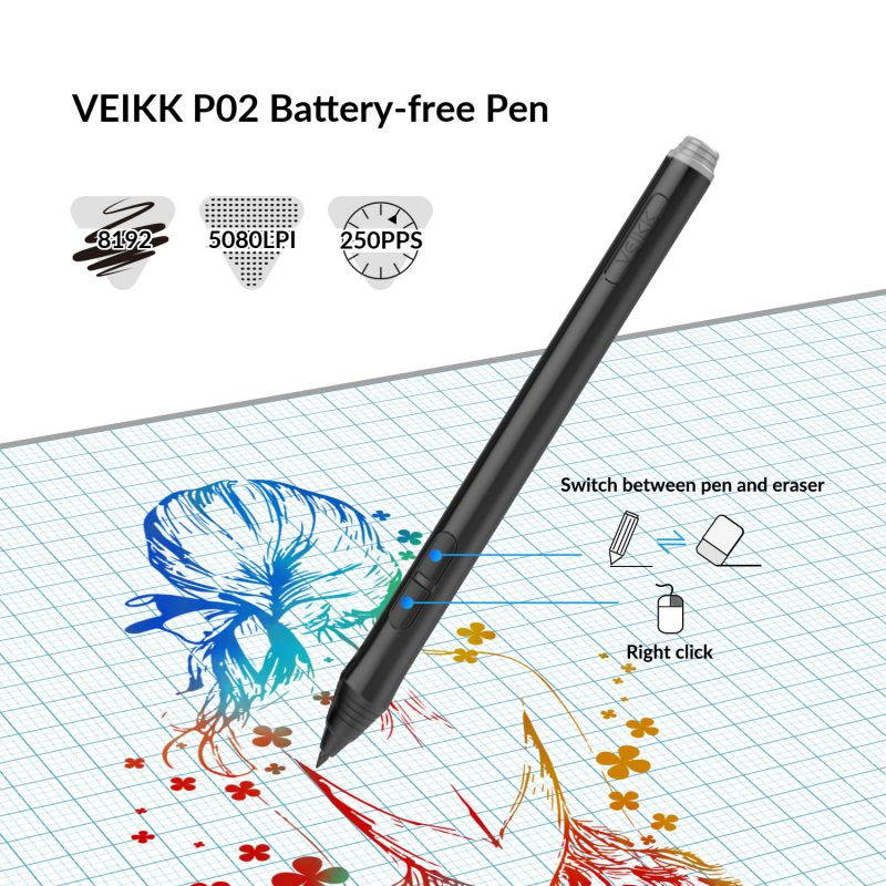 VEIKK P05 Digital Battery-Free Pen for VEIKK VK640 and VK1200 Drawing Display and Tablet