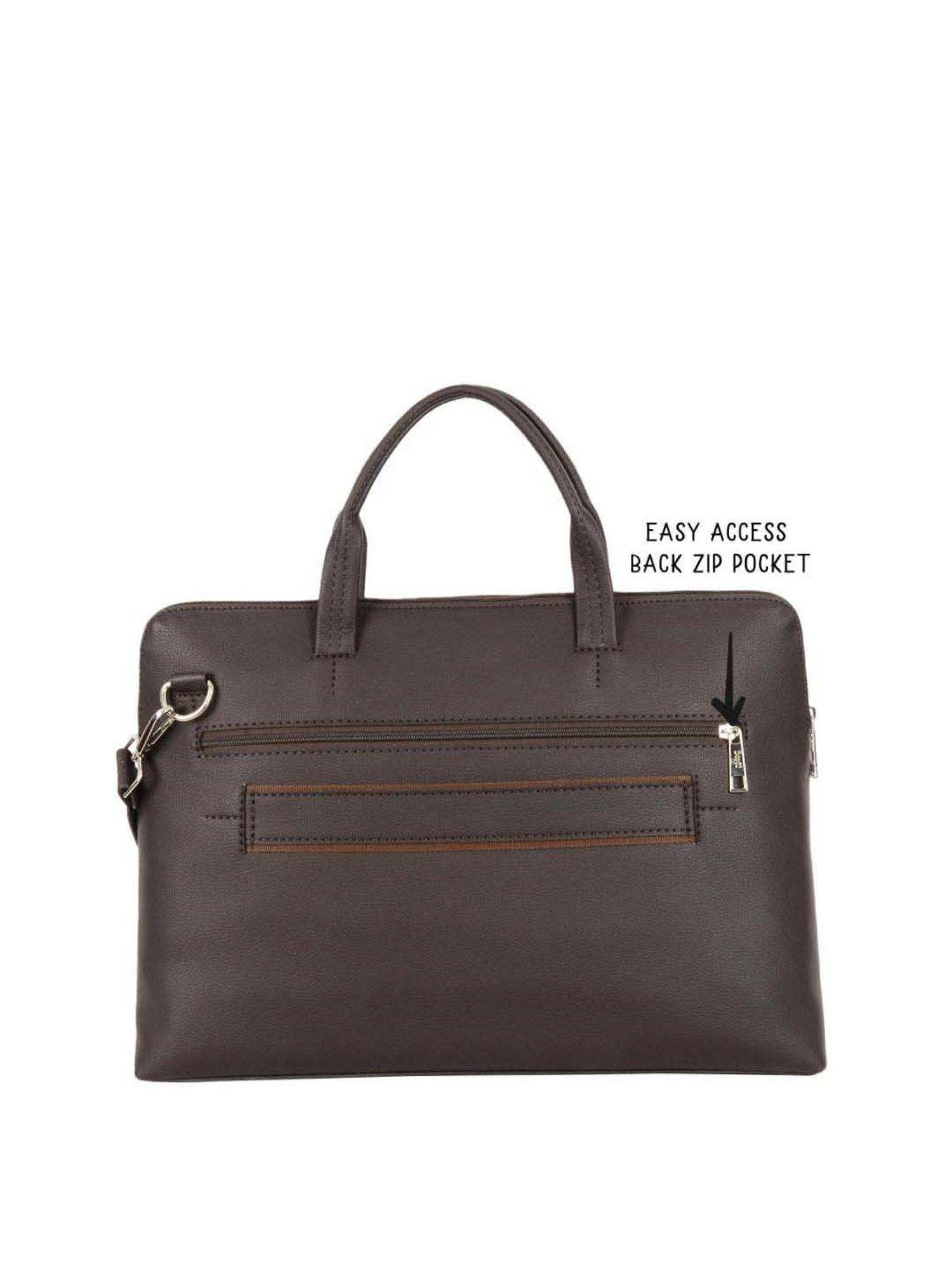 Baggit Brown PVC Solid Laptop Messenger Bag