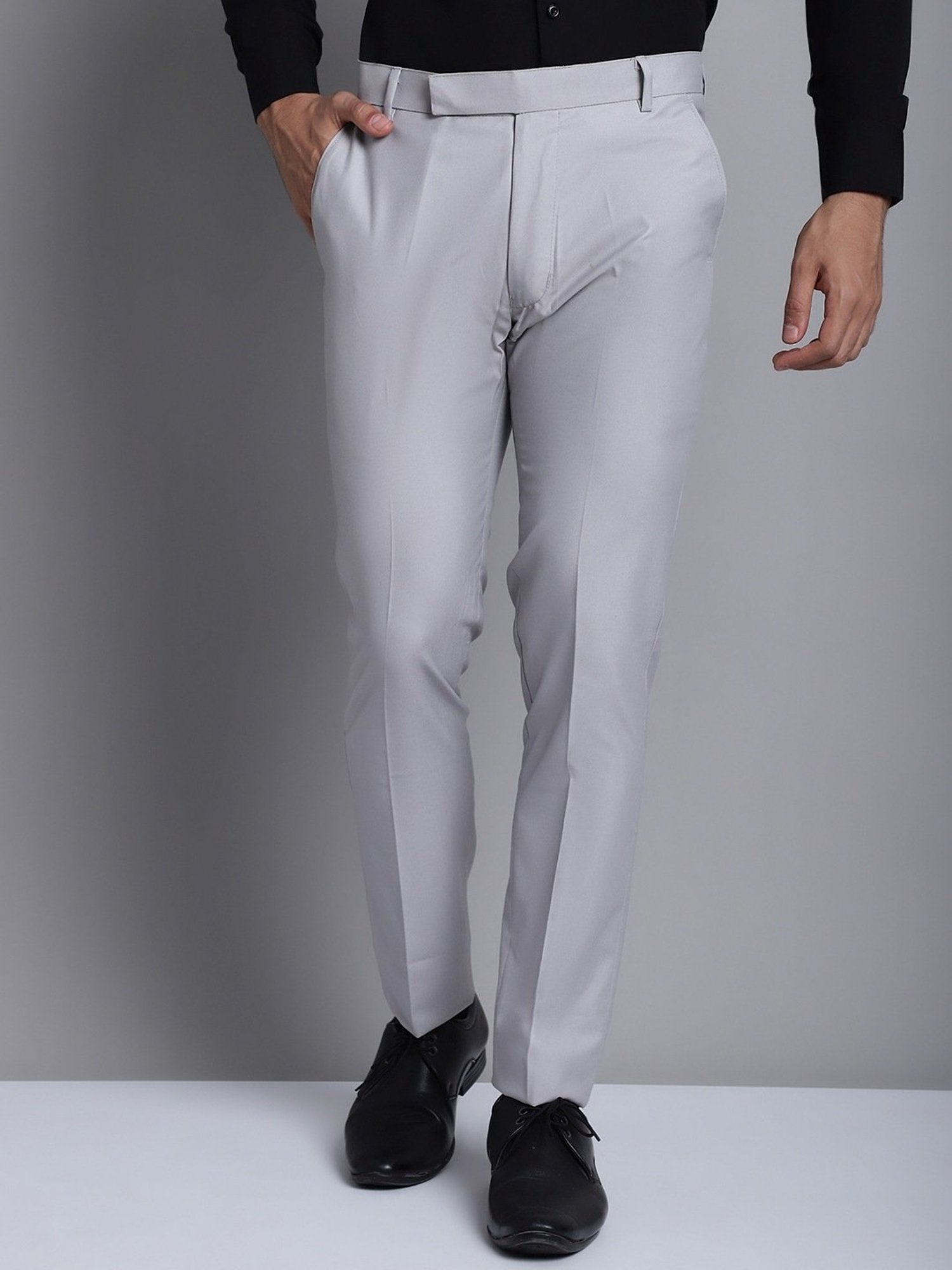 Jainish Light Grey Tapered Fit Trousers