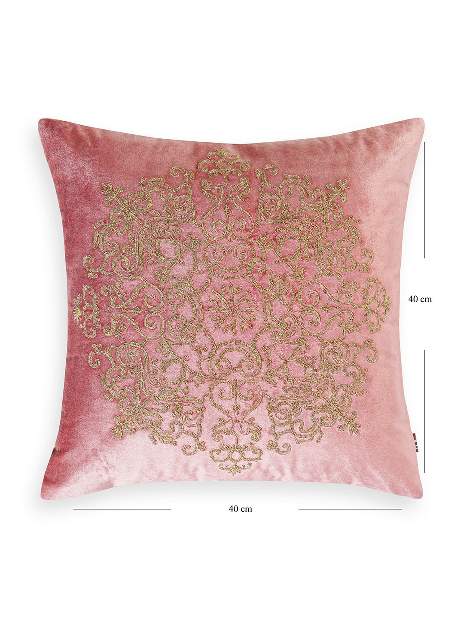Pure Home and Living Pink Cotton Embroidery Cushion Cover