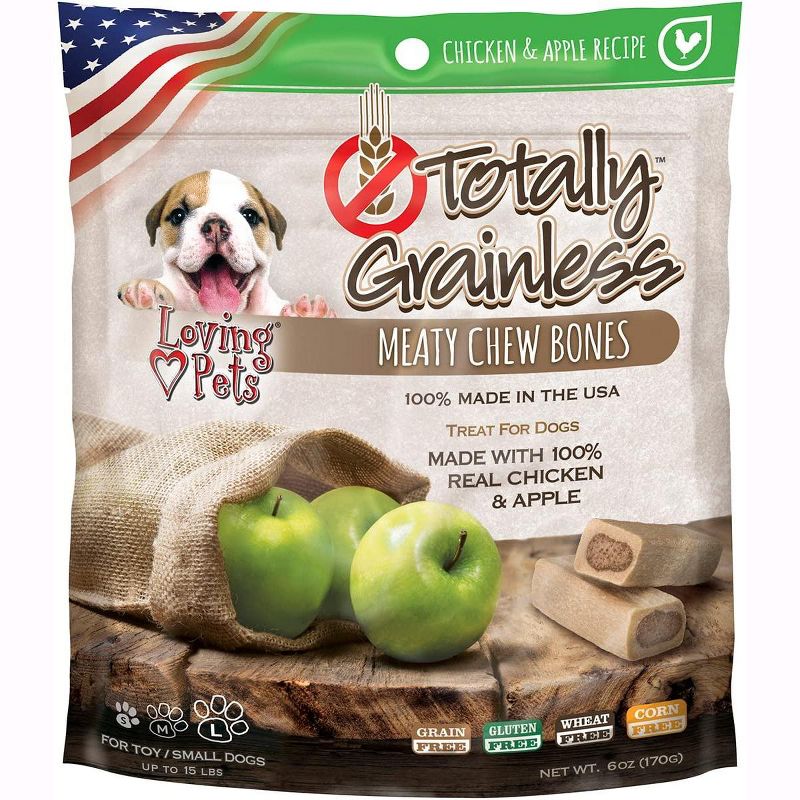 Loving Pets Totally Grainless Small Chicken & Apple Chewy Bones (6 oz Pack)