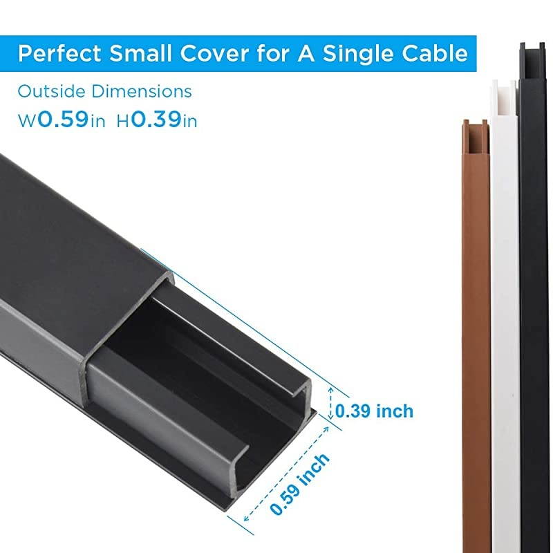 Channel Cable Concealer CMC03 Cord Cover Wall Cable Management System 125quot Cable Hider Raceway Kit for a Power Cord Ethernet Cable Speaker Wire 8X L157in W059in H039in Black