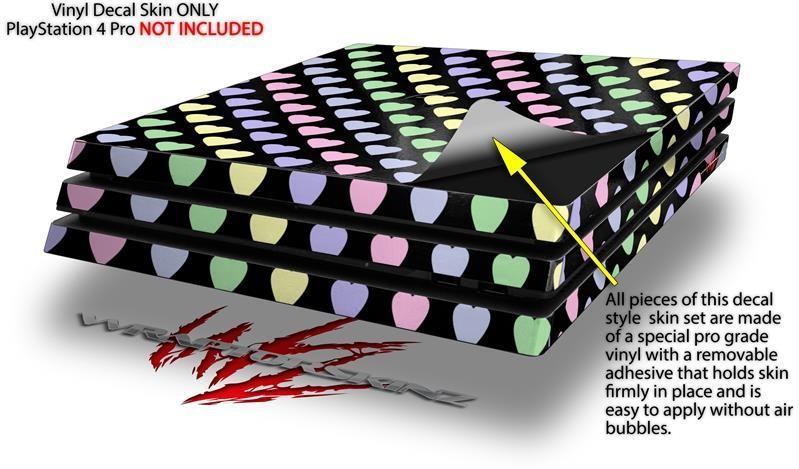 Pastel Hearts on Black PS4 Pro Skin fits Sony Playstation 4 Console