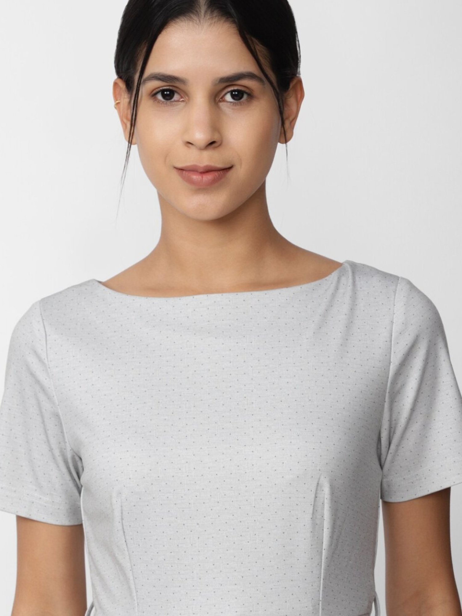 Van Heusen Grey Printed Formal Shift Dress