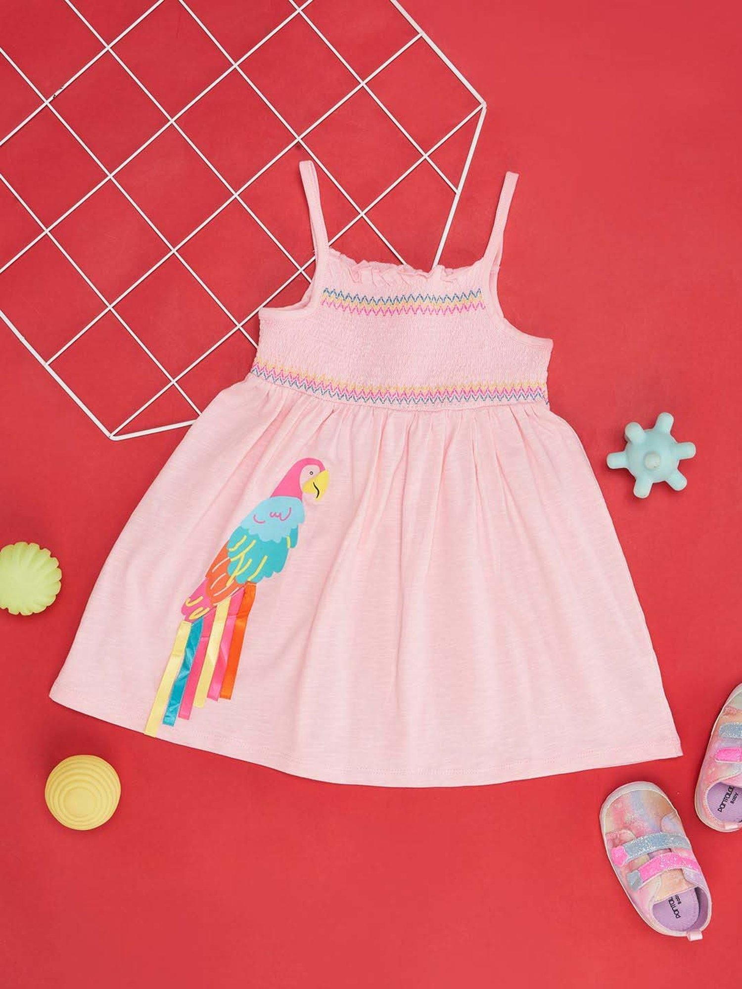 Nauti Nati Kids Blue Embroidered Dress