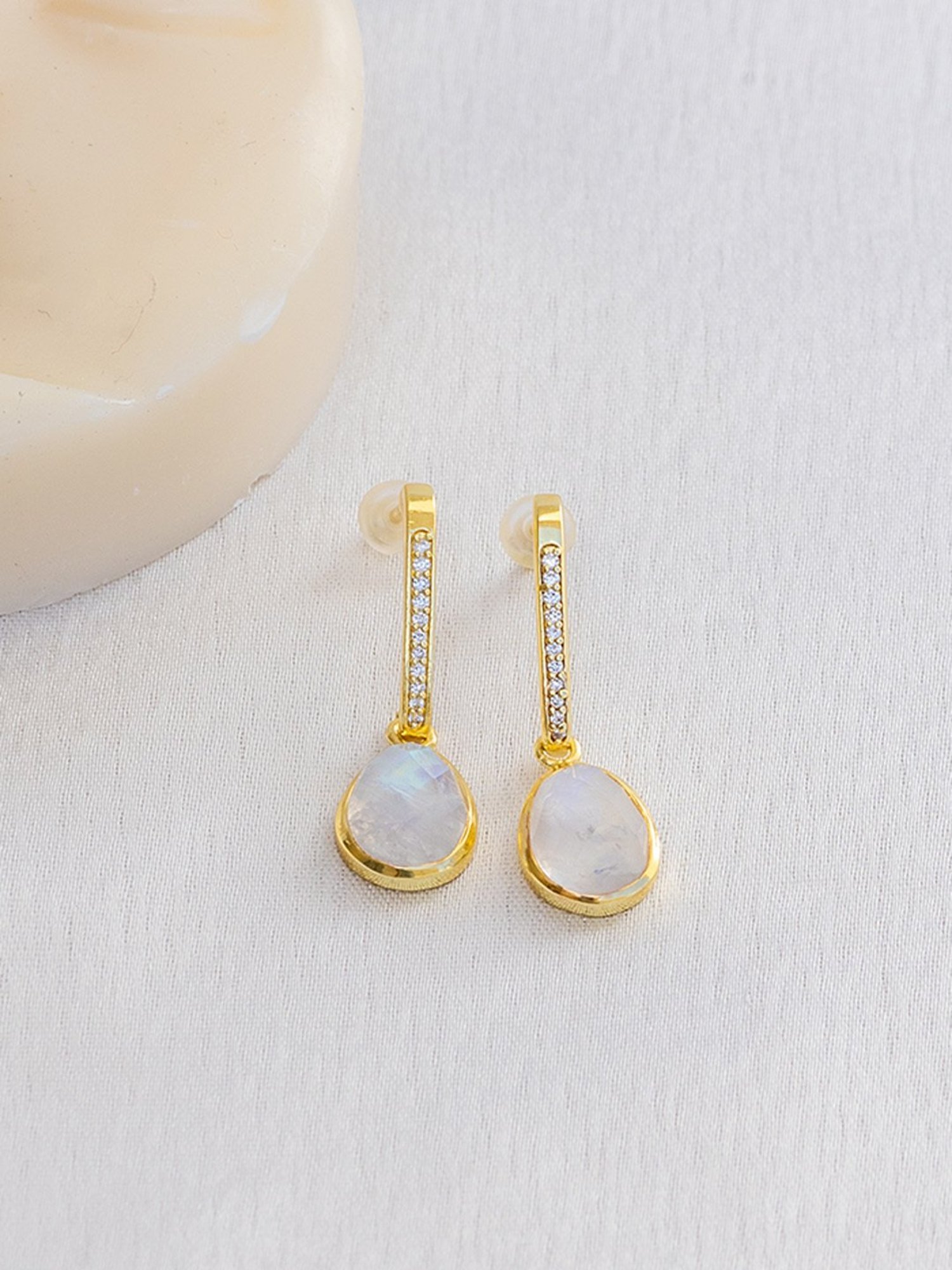 Perfectly Average Moonstone Dangling Studs