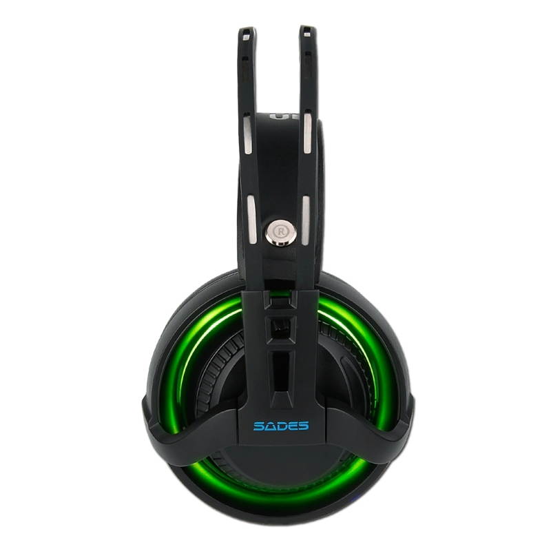 R2 USB Gaming Headset 7.1 Channel Wired Headphone with Wire Control + Mic + Breathing Light for PC, Laptop (Black)