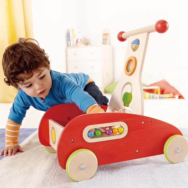 Hape Toys E0370 Toddler Baby Push and Pull Toy Wonder Walker Cart for 12+ Months