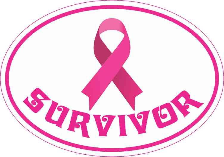 StickerTalk Oval Breast Cancer Survivor Vinyl Sticker, 5 inches by 3.5 inches