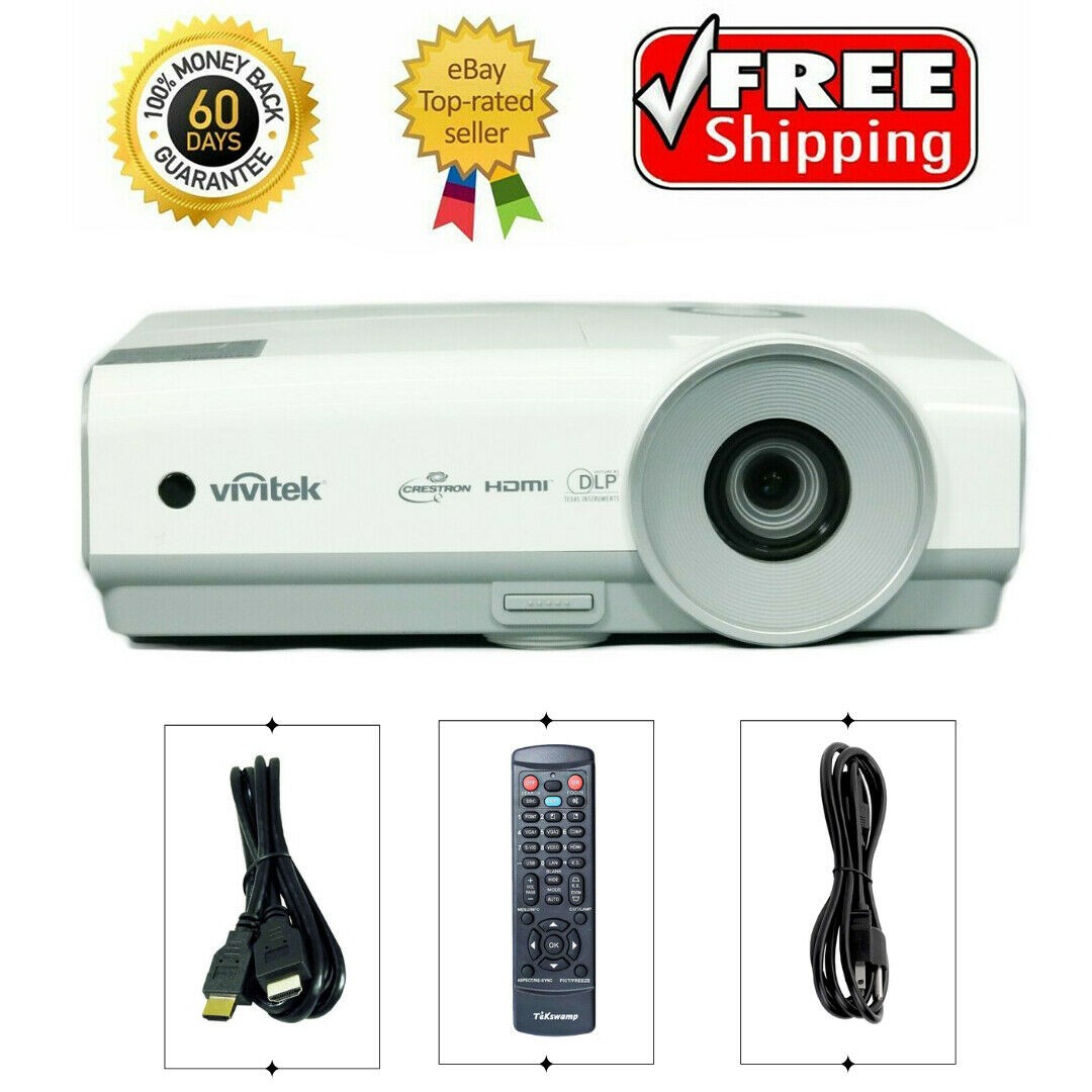ViviTek D859 DLP Projector 3600 ANSI Lumens Movies Gaming Home Theater Professional Streaming HD 1080i 1024x768 HDMI w/Remote with Accessories bundle