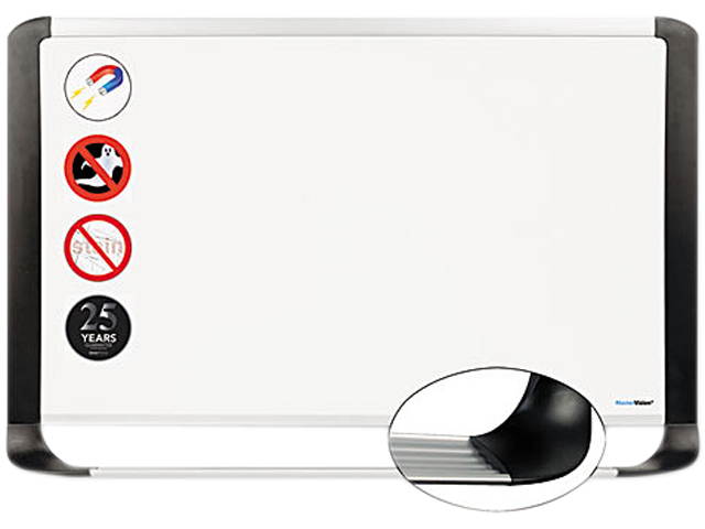 Bi-silque - MVI050401 - Porcelain Magnetic Dry Erase Board, 29.5 x 48, White/Silver