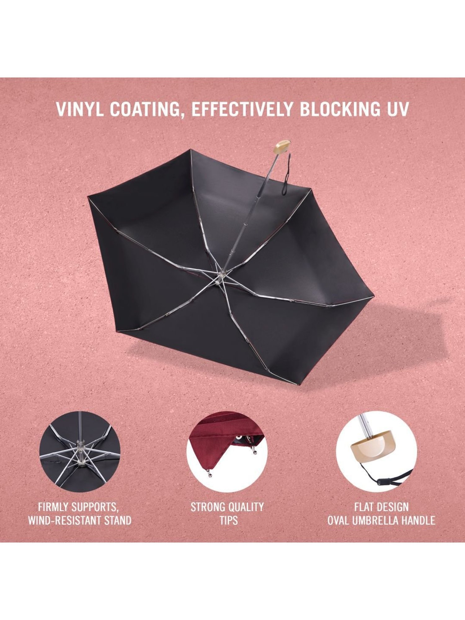 Kenneth Cole New York Mini 3 Fold UV Protection Red Umbrella