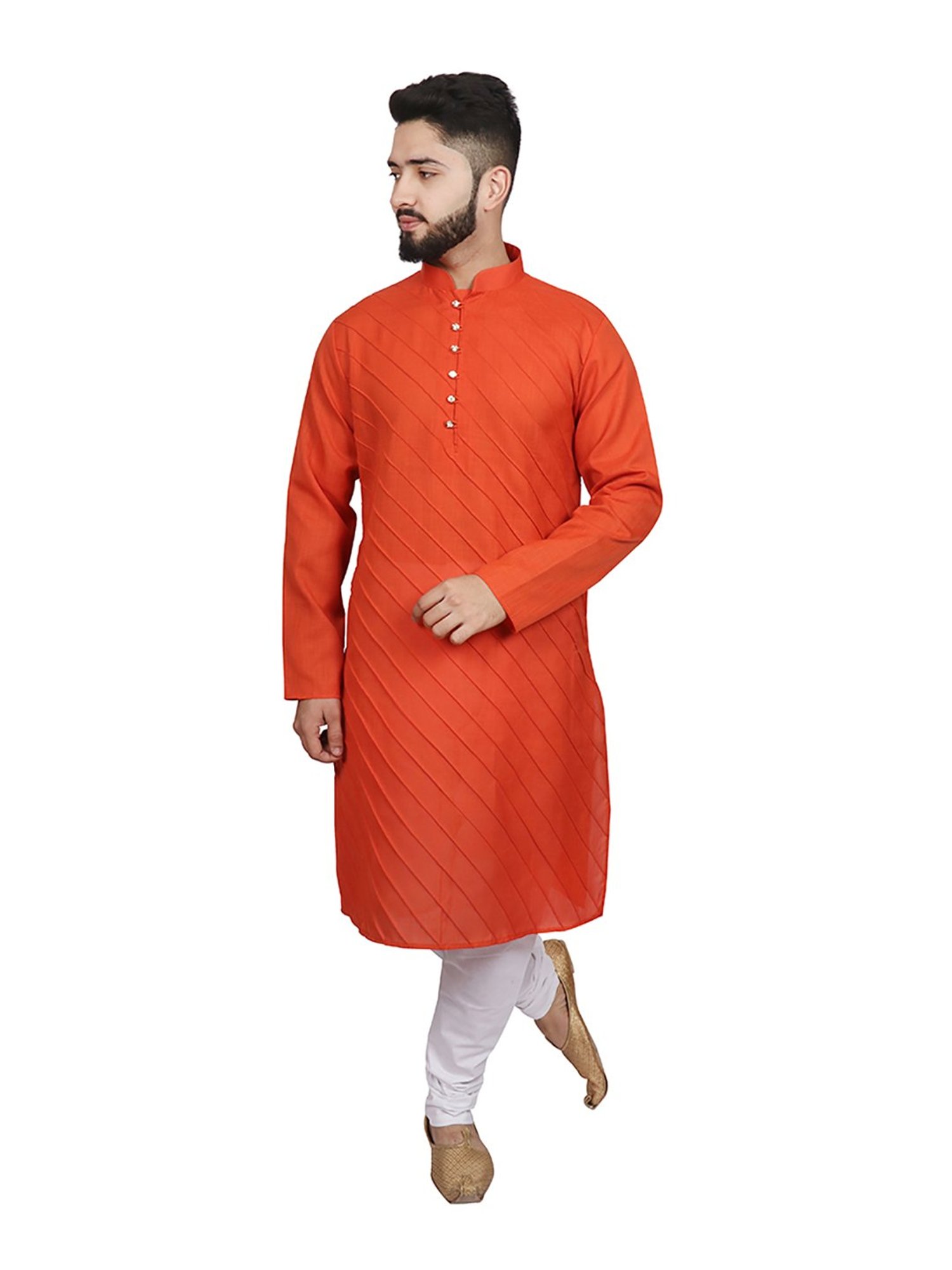 SG LEMAN Orange Striped Kurta Bottom Set
