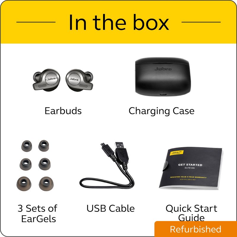 Jabra Elite 65t Titanium Black True Wireless Earbuds (Manufacturer Refurbished)