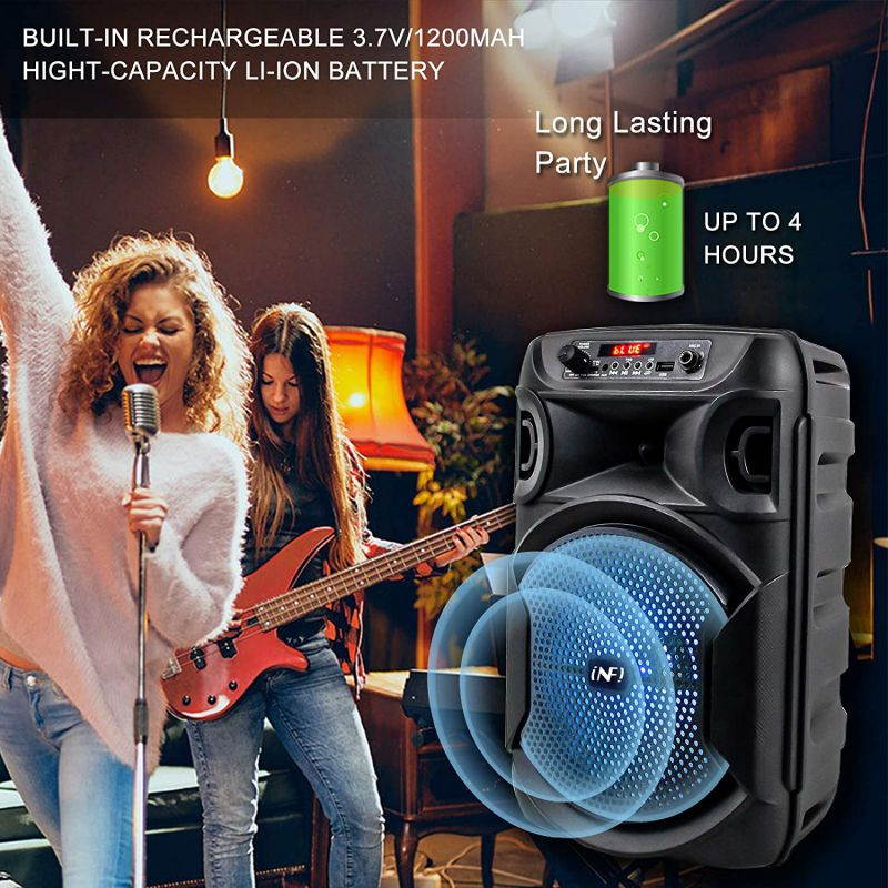PA Speaker System Portable Karaoke Machine INFI Audio Bluetooth Speaker with Wired Microphone Remote Control LED Display USB Charging for Outdoor Party for A