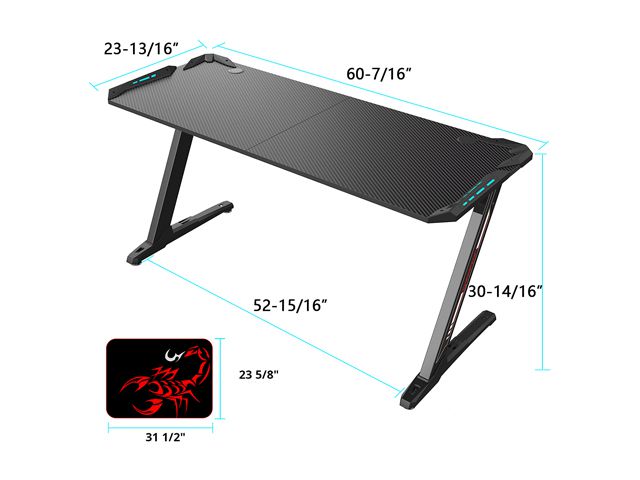 RESPAWN 3000 Gaming Computer Desk - Ergonomic Height Adjustable Gaming Desk, in Blue (RSP-3000-BLU)