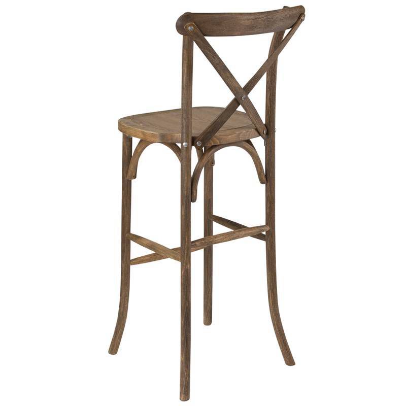 Hercules Series Wood Cross Back Barstool Dark Antique - Riverstone Furniture Collection