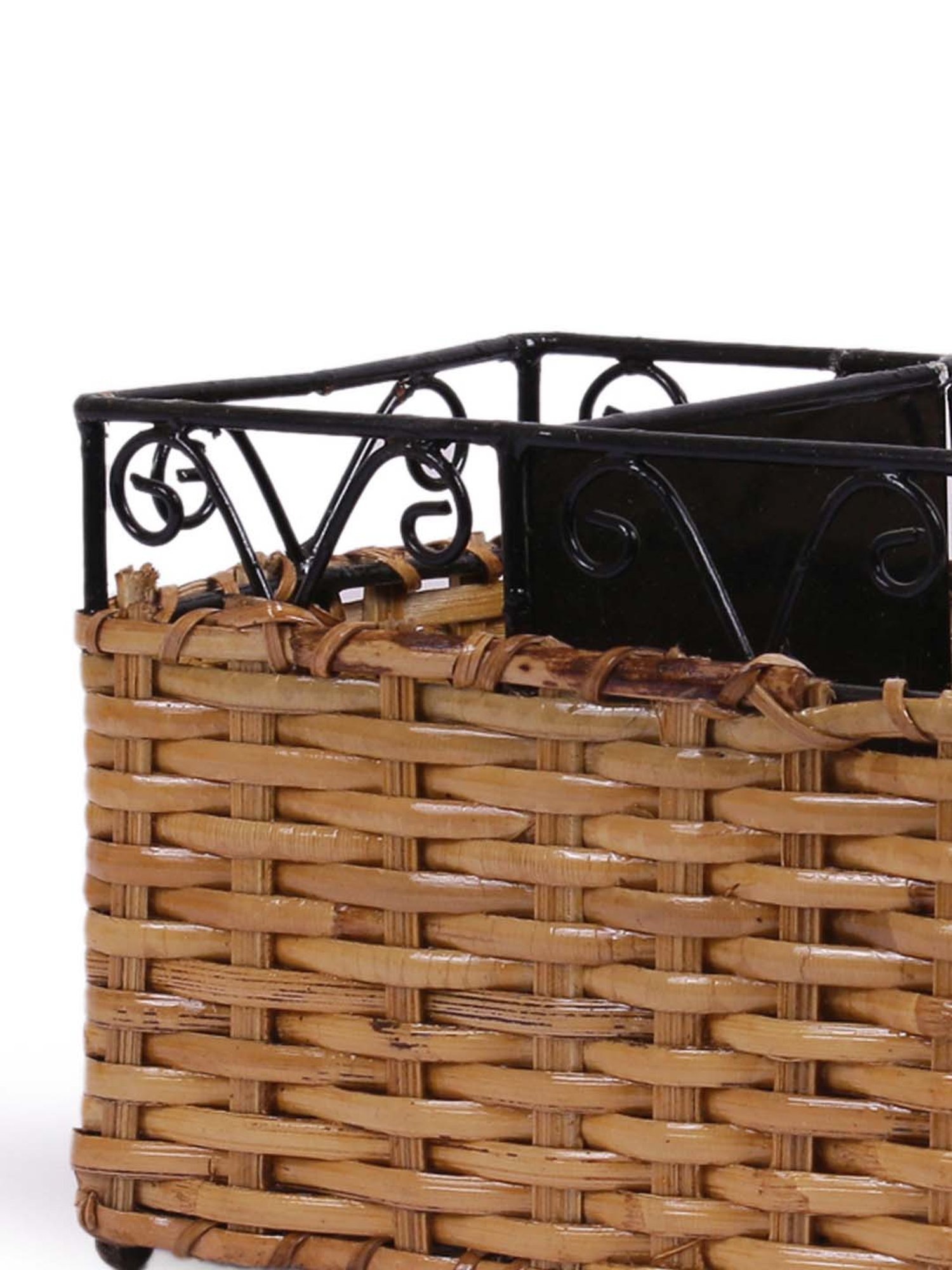 VarEesha Brown & Black Bamboo Multi-Purpose Basket - Set of 1