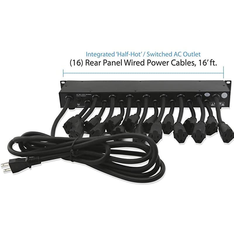 19 Outlet 1U 19quot Rackmount PDU Power Distribution Supply Center Conditioner Strip Unit Surge Protector 15 Amp Circuit Breaker USB Multi Device Charge Port 15FT Cord PCO860