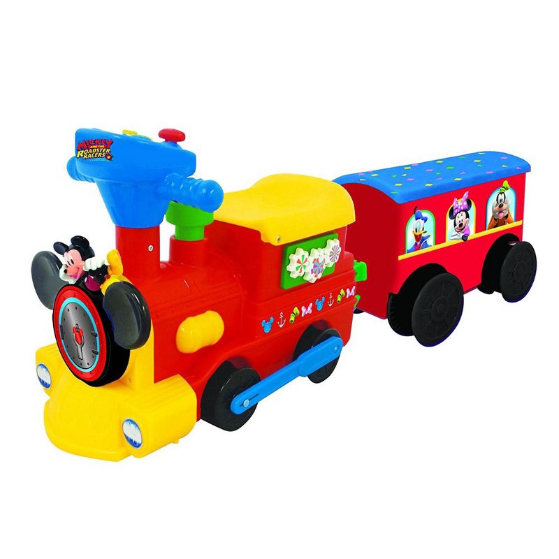 Kiddieland Disney Mickey Mouse Battery Powered Ride On Train w/ Tracks & Caboose