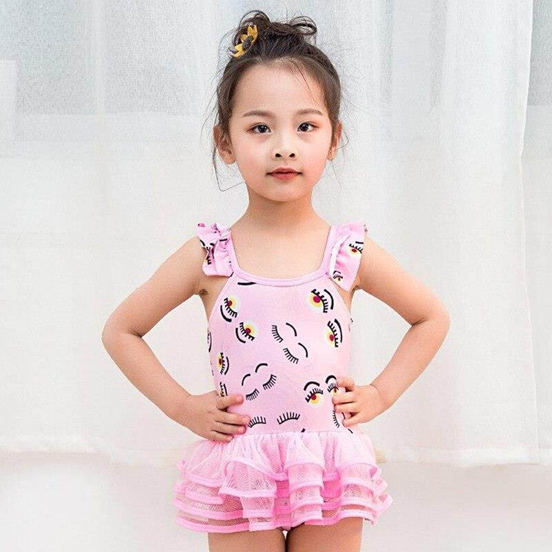 new One-piece dress-style girl swimwear  hot spring bathing suit