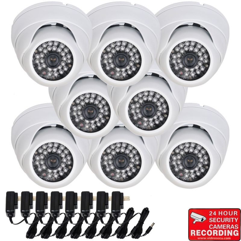 VideoSecu 8x Wide Angle View Security Camera Indoor Outdoor Weatherproof Infrared 600TVL IR Night Vision Built-in 1/3" Sony Effio CCD Vandal Proof with 8 Power Supply for CCTV Surveillance System WTG