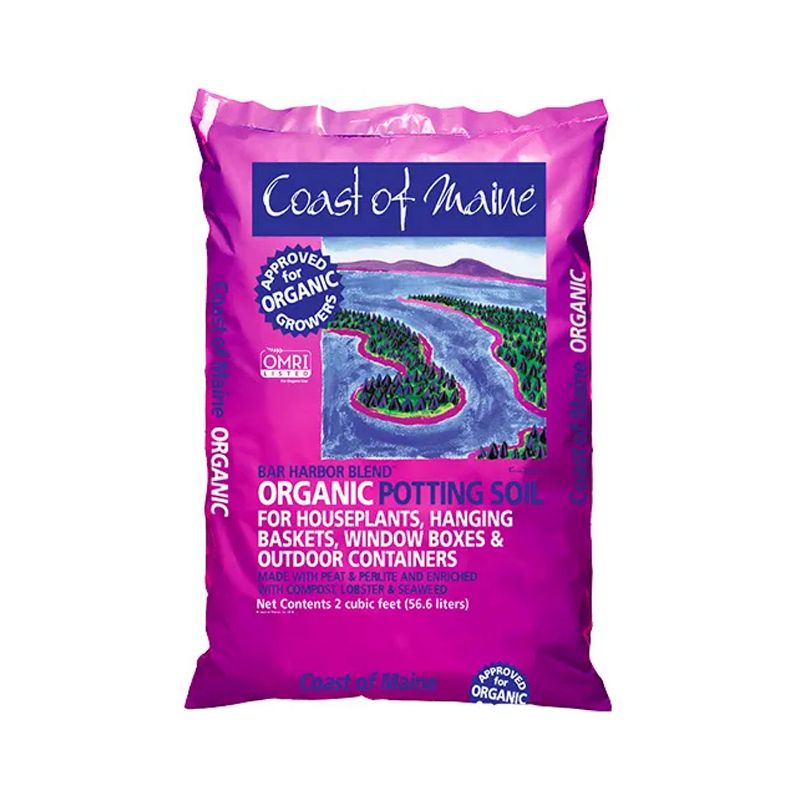 Coast of Maine OMRI Listed Bar Harbor Blend Organic Compost Potting Soil Blend for Container Gardens and Flower Pots, 2 Cubic Feet
