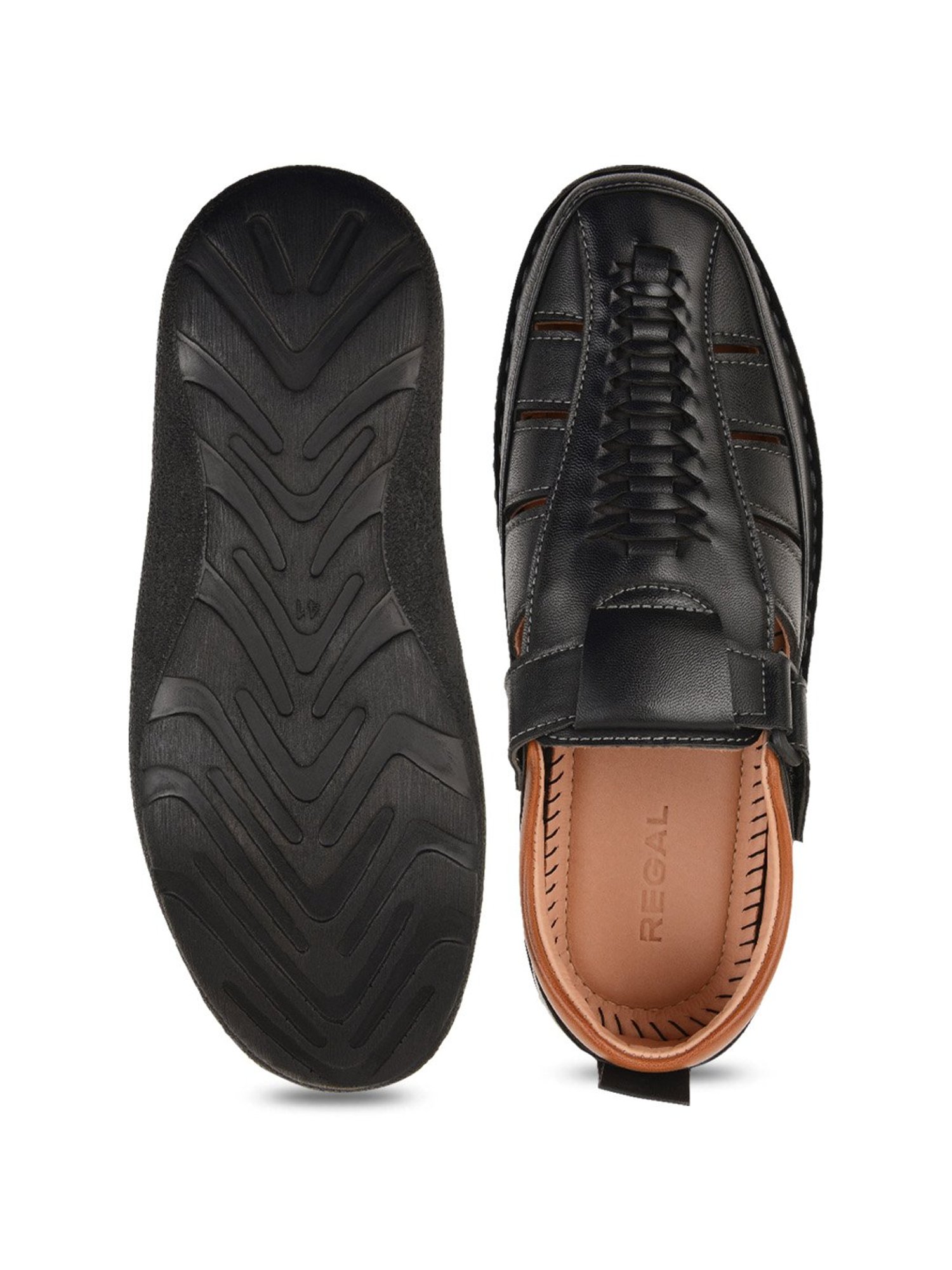 Regal Men's Black Fisherman Sandals