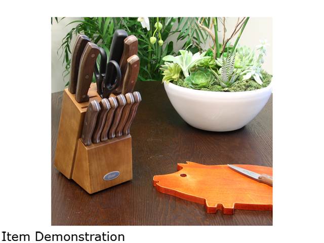 Oster 112058.14 Whitmore 14 Piece Cutlery Set, Stainless Steel with Black Walnut Handles