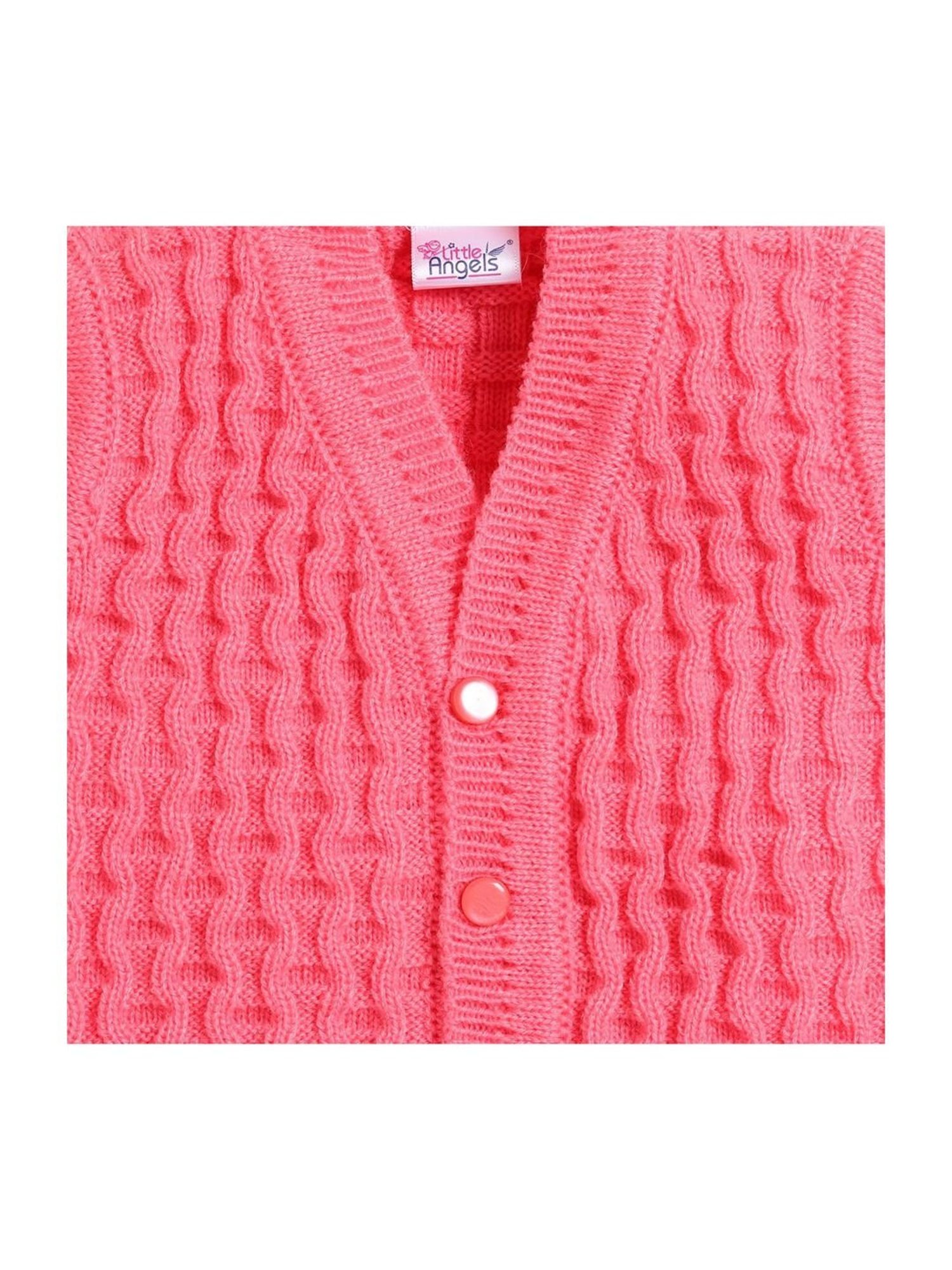 Little Angels Kids Pink Textured Pattern Sweater