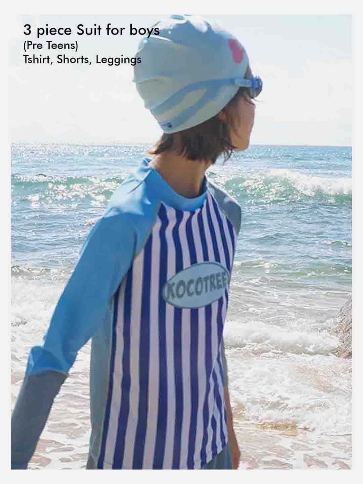 Little Surprise Box Kids Blue & White Striped Full Sleeves T-Shirt Set