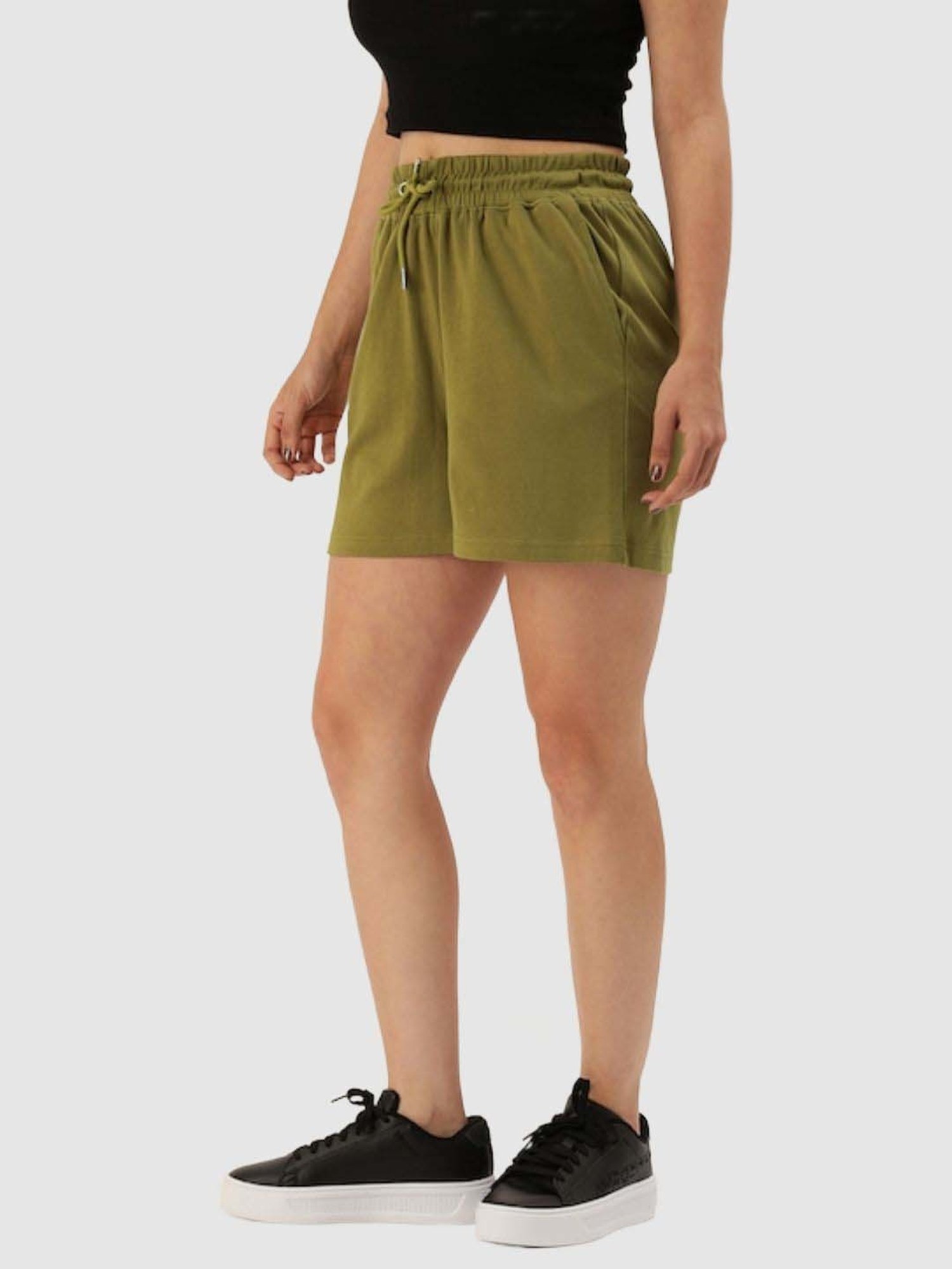 Bene Kleed Olive Green Cotton Shorts