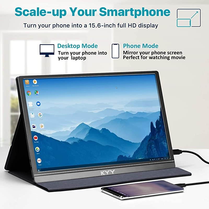 Portable Monitor -  15.6inch 1080P FHD USB-C Laptop Monitor HDMI Computer Display HDR IPS Gaming Monitor w/Premium Smart Cover & Screen Protector, Speakers, for Laptop PC MAC Phone PS4 Xbox Switch