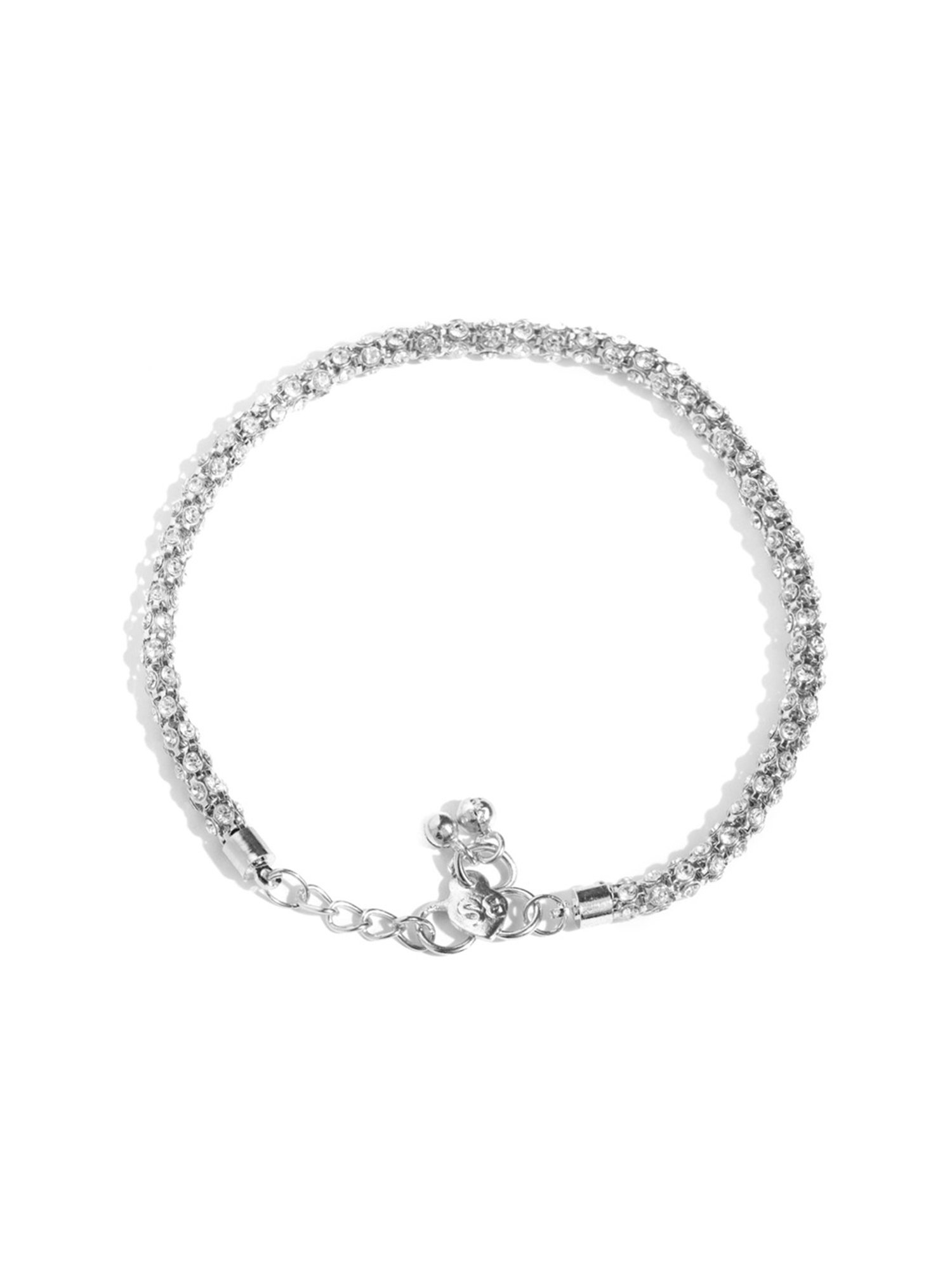 Priyassi Silver & Clear Alloy Flexible Anklet