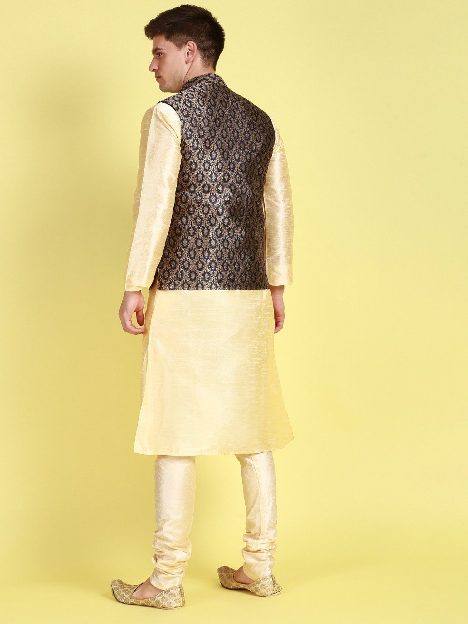 Sanwara Blue & Beige Regular Fit Kurta Set With Jacket