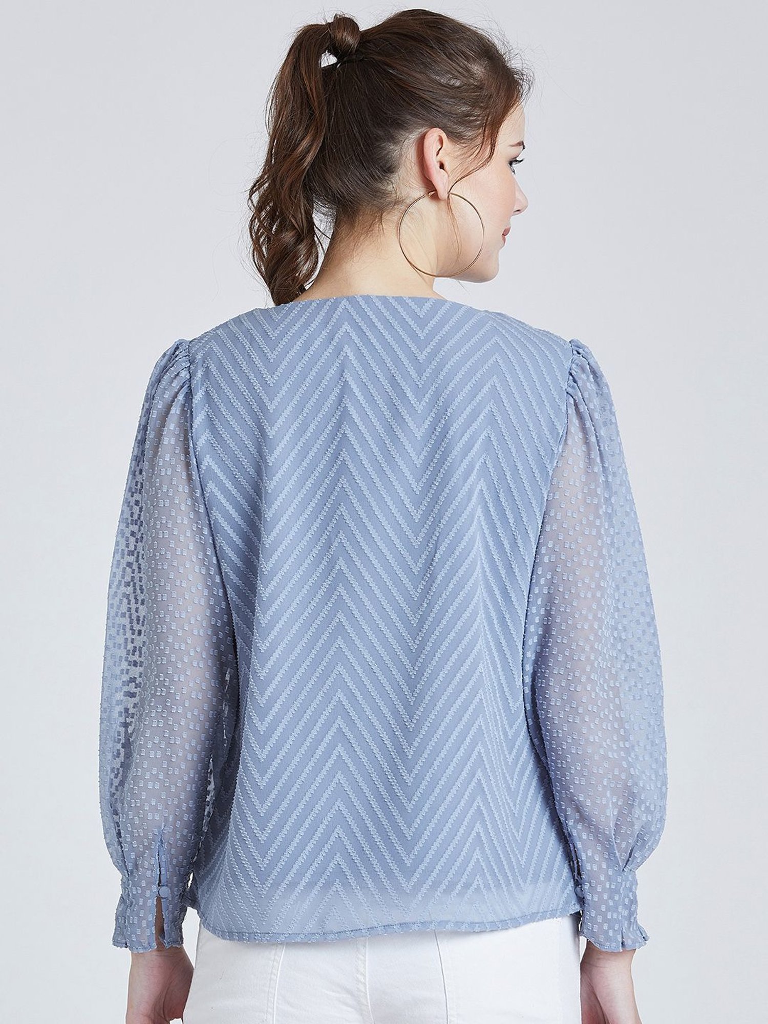 Marie Claire Blue Self Pattern Top