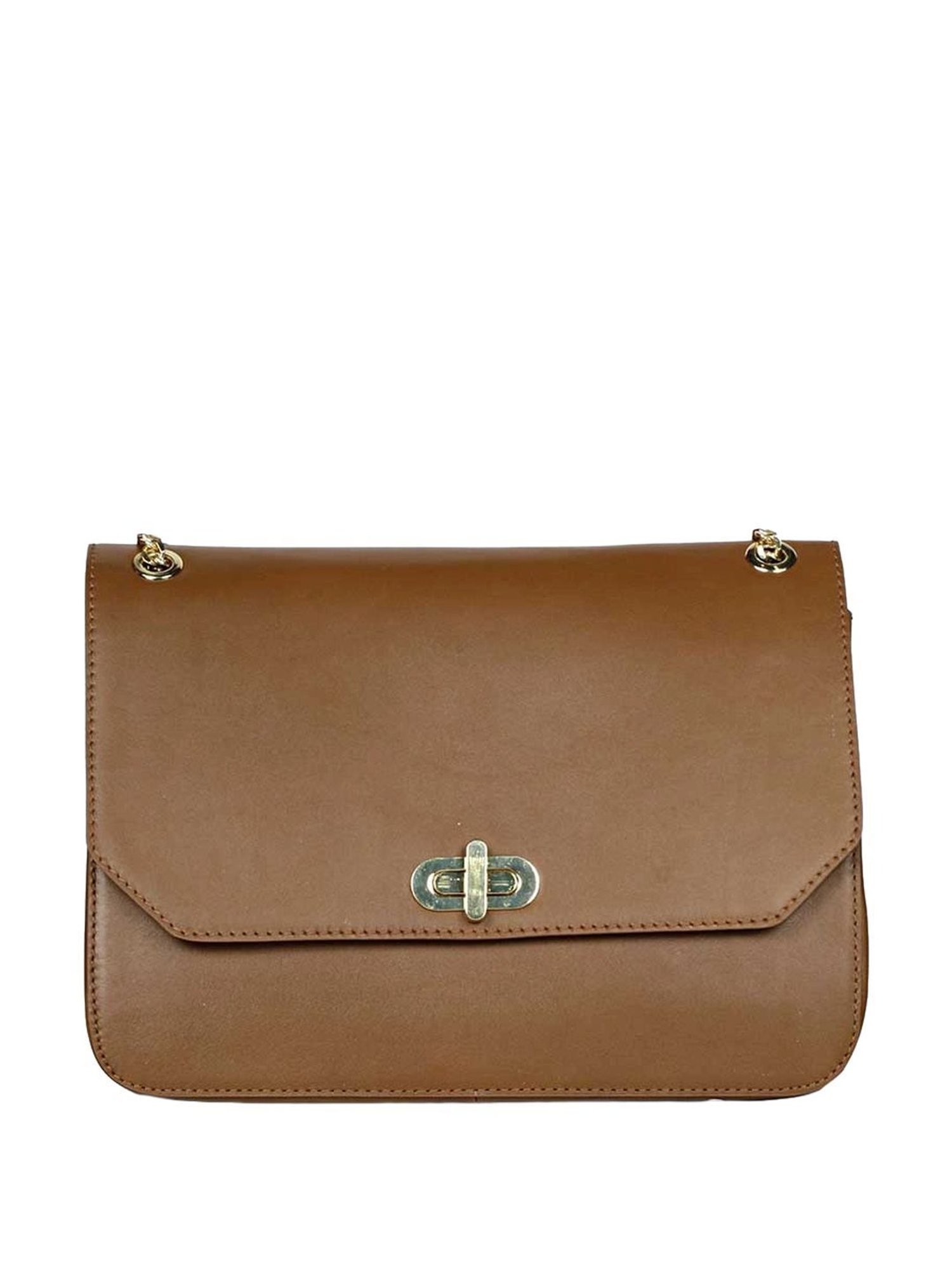 Saint G Tan Solid Medium Sling Handbag