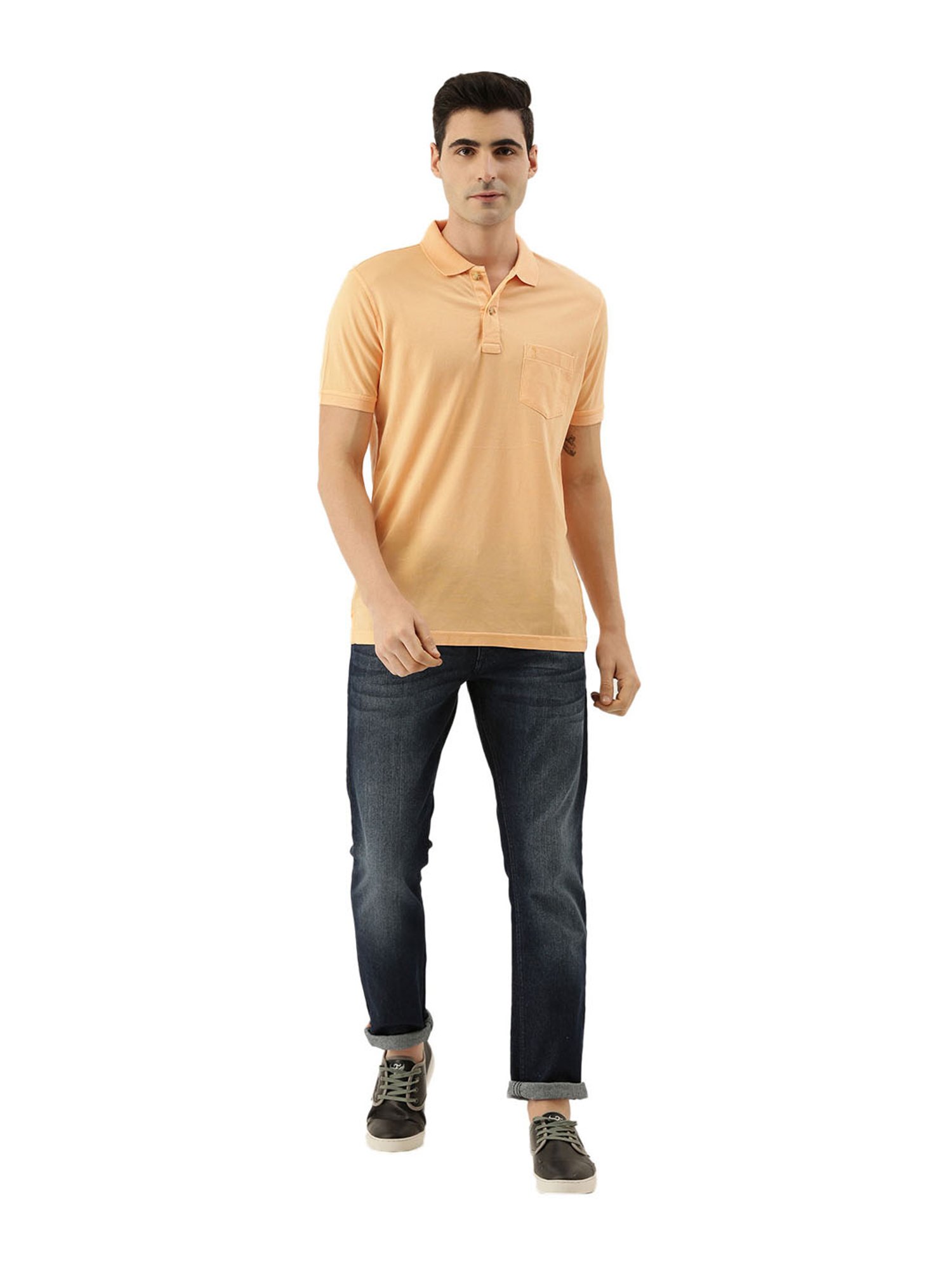 Burnt Umber Peach Cotton Polo T-Shirt