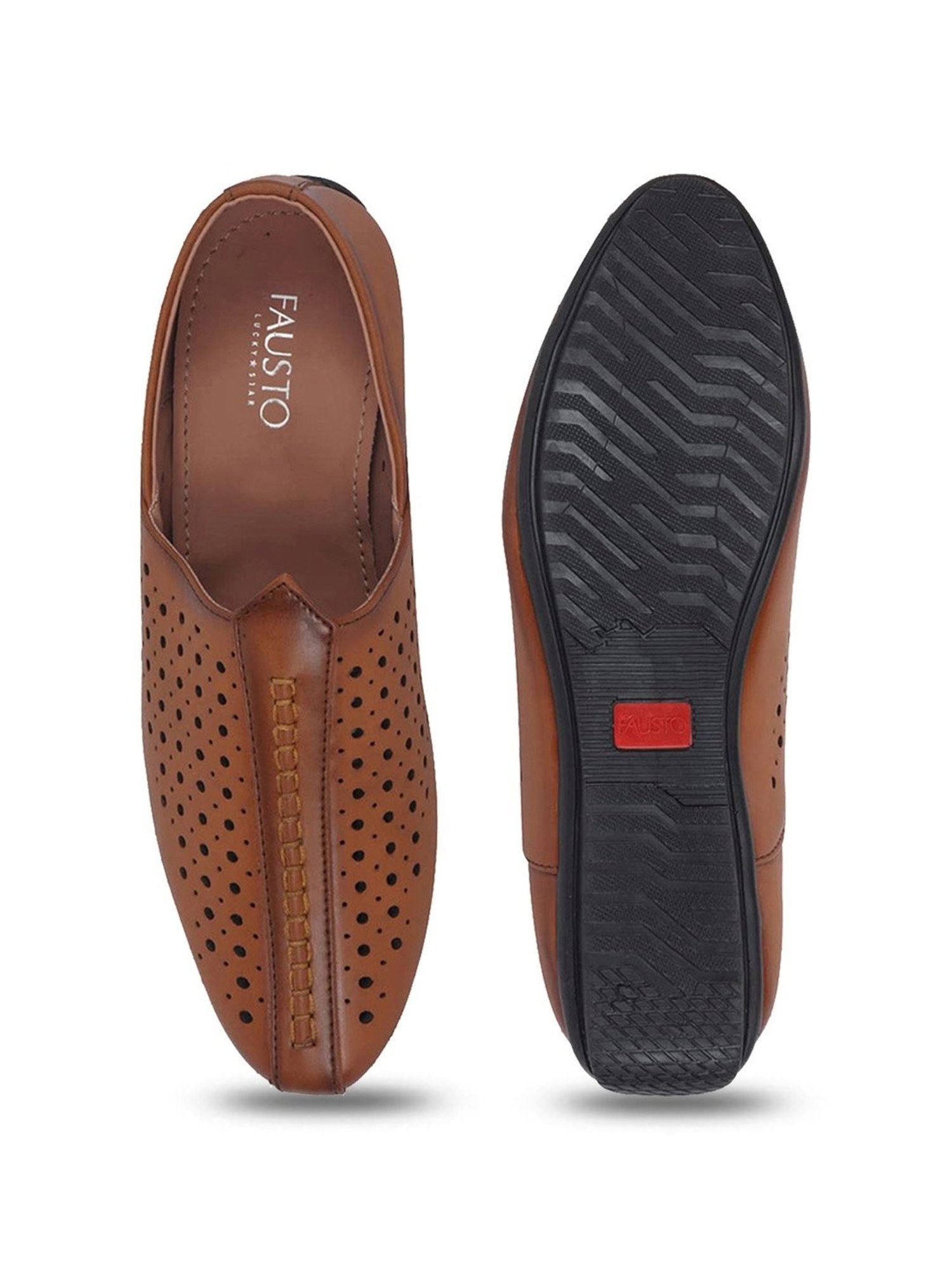 Fausto Men's Tan Ethnic Juttis