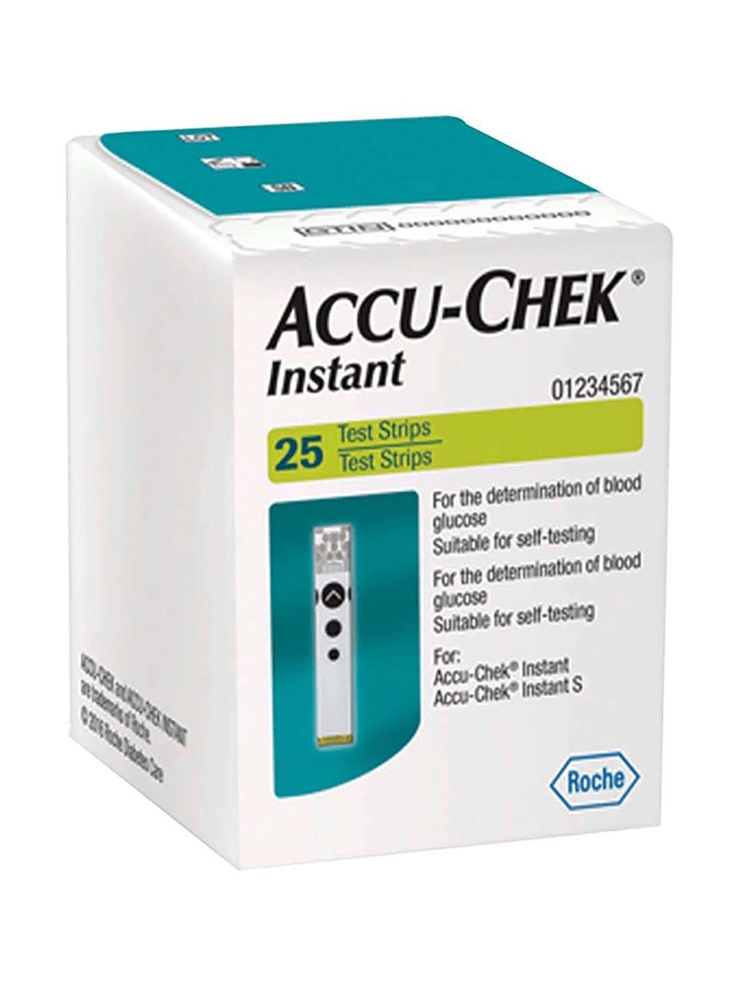 Accu Chek Instant Blood Glucose Test Strip - 25 Piece (White)