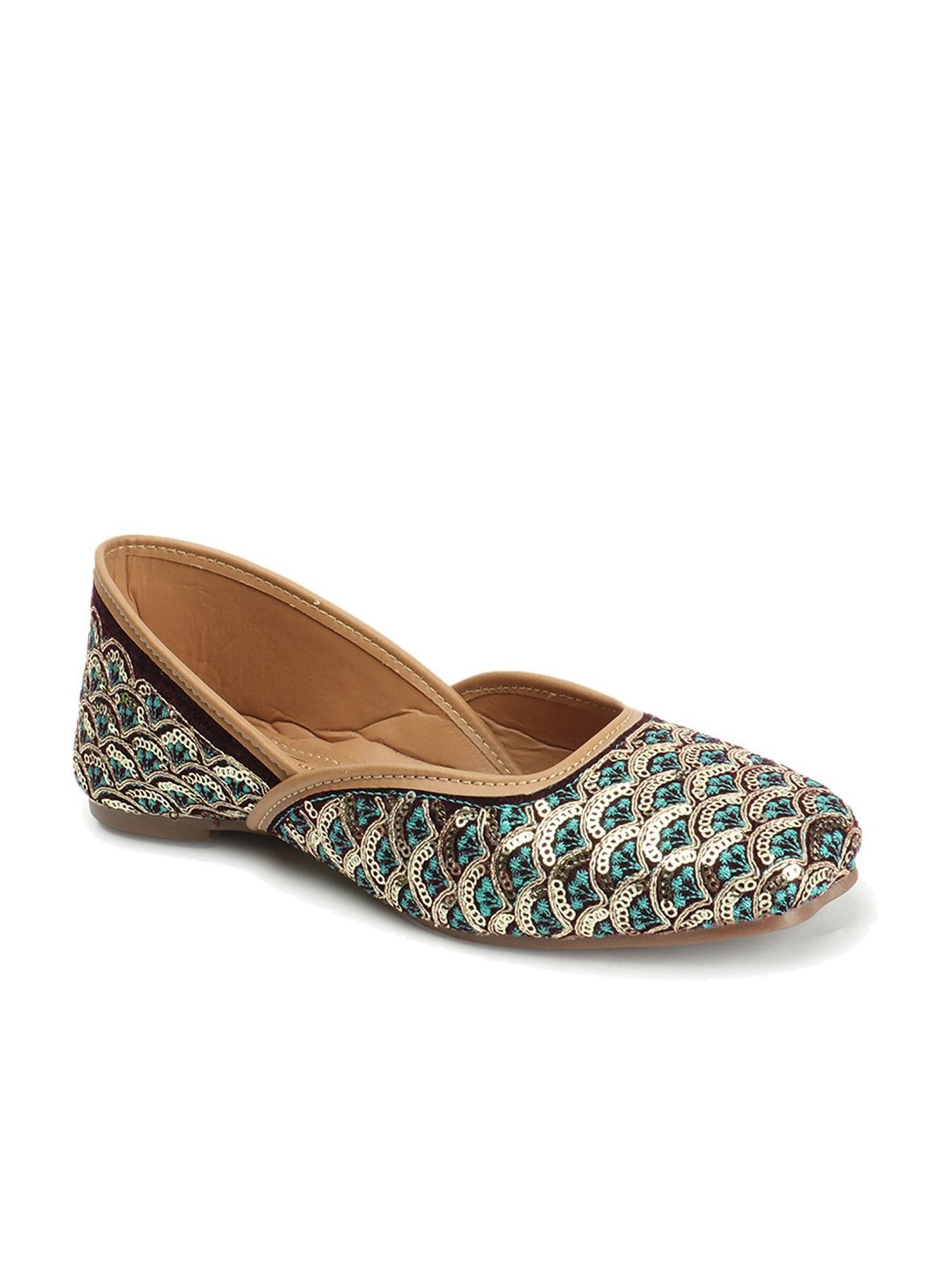 Iconics Women's Blue Ethnic Juttis