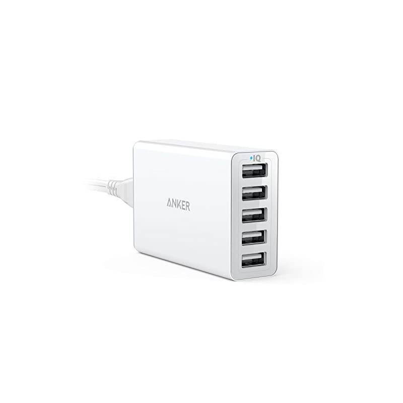 40W 5Port USB Wall Charger PowerPort 5 for iPhone XsXS MaxXRX876Plus iPad ProAir 2Mini Galaxy S9S8PlusEdge Note 87 LG Nexus HTC and More
