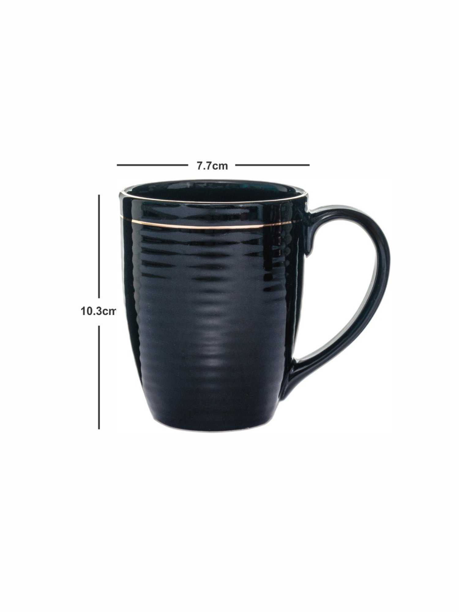 ROXX Black Stoneware Gold Line Coffee Mug - Set of 2
