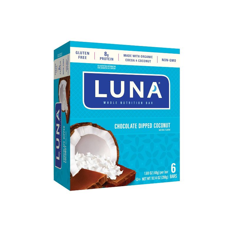 LUNA Chocolate Dipped Coconut Nutrition Bars - 6ct