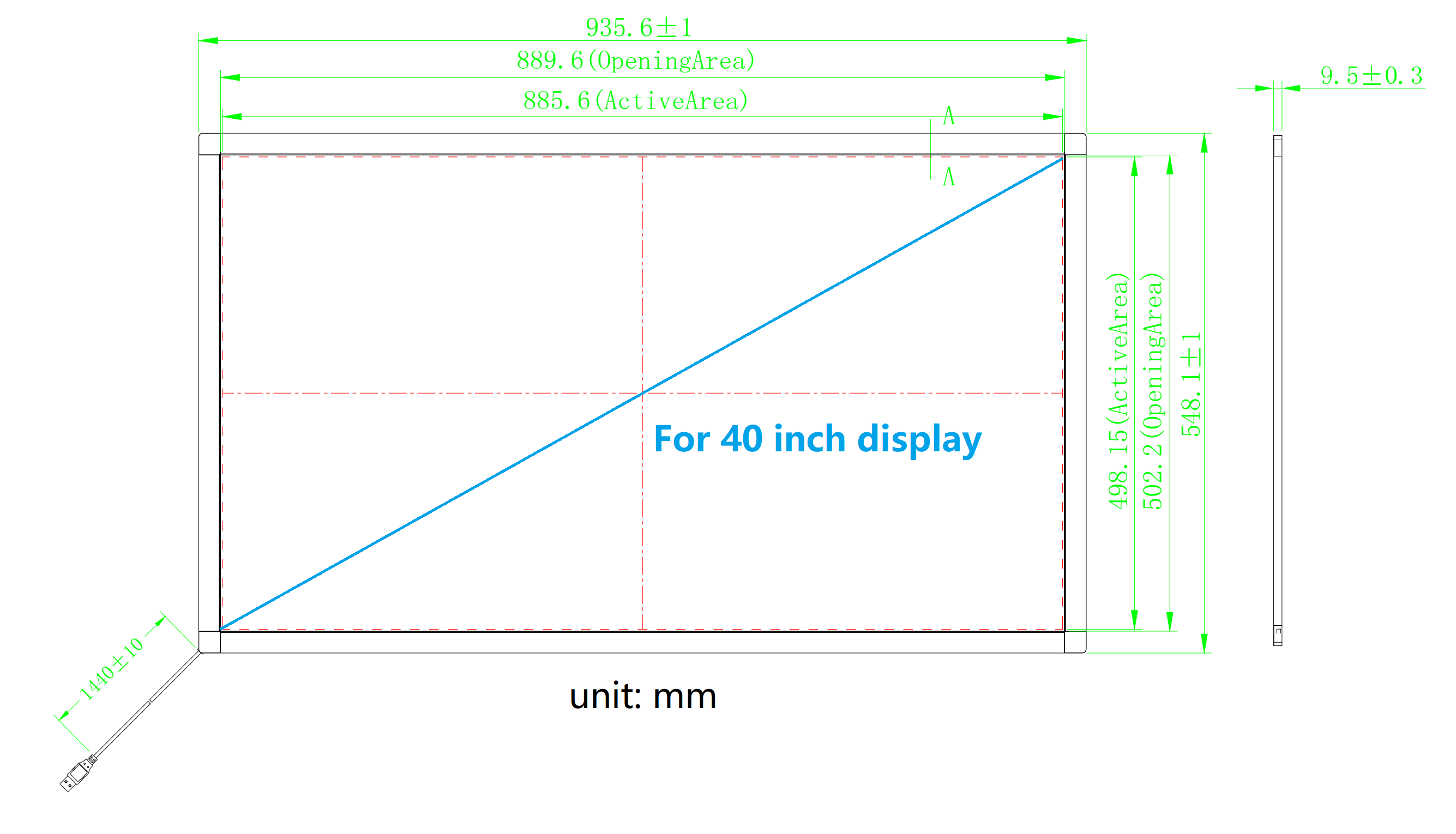 40 Inch 10 Points Infrared IR Multi Touch Screen Overlay Frame Panel USB Free Driver