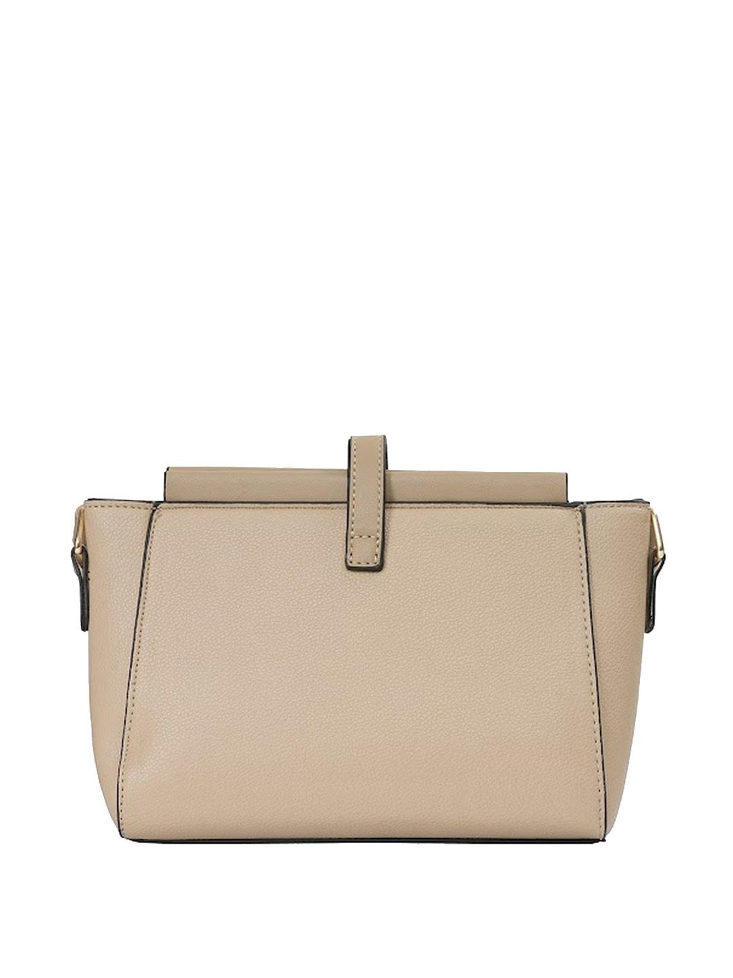 Sugarush Daliana Beige PU Solid Sling Handbag