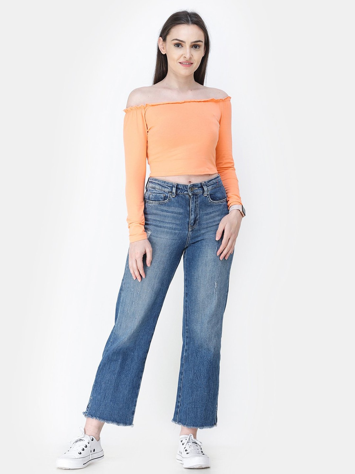 Cation Orange Crop Top